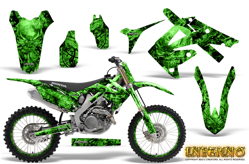 Honda CRF250 10-12 CRF450 09-12 Graphics Inferno Green NP Rims